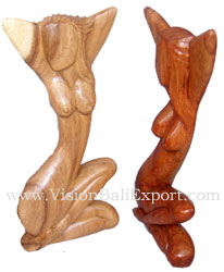 Saxy lady wood carving, abstract model from Bali