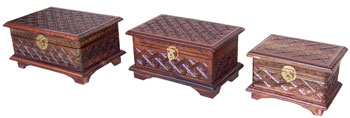 wooden box with Bali carving