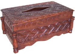 tissue box made of wooden with bali carving