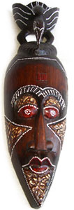 Bali wooden mask carving bird on top 